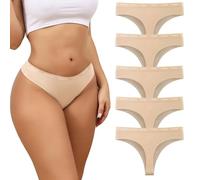 Dumwis Tanga Coton Femme String sans Couture Femme Culotte Invisible Seamless Slip Taille Basse sous-Vêtements Feminins Sport Women Thong Respirant Lingerie Underwear Lot De 5(S-2XL)