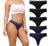 Dumwis Tanga Coton Femme String sans Couture Femme Culotte Invisible Seamless Slip Taille Basse sous-Vêtements Feminins Sport Women Thong Respirant Lingerie Underwear Lot De 5(S-2XL)