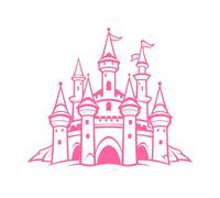d'un château de conte de fées avec plusieurs tours et drapeaux Stickers muraux 42x48.7cm Plusieurs tailles disponibles Rose