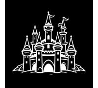 d'un château de conte de fées avec plusieurs tours et drapeaux Stickers muraux 54.6x63.3cm Étanche Blanc