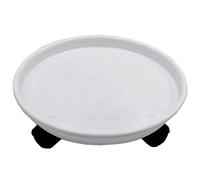 DUNAKE Porte Plante A roulettes 35 Cm, Support À roulettes pour Pot De Fleur pour L'extérieur, Soucoupe Plateaux avec 5 Roues Universelles, pour Jardin, Pot De Fleurs (Color : White)