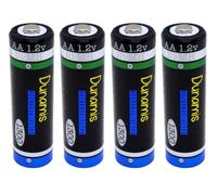 Dunamis Lot de 4 piles rechargeables NiMH AA 1,2 V 1300 mAh Capacité moyenne Convient à la plupart des utilisations standard, y compris les lampes solaires de jardin