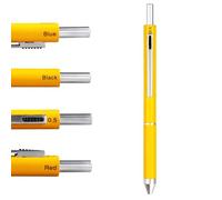 DunBong Stylo multicolore 4 en 1, stylo multifonction avec boîtier en métal, crayon mécanique de 0,5 mm, stylo à bille rouge, stylo à bille bleu et stylo à bille noir, 1 pièce (jaune)