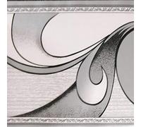 Dundee Deco BD3222 Frise de Papier Peint, Frise Murale, Bordure de papier peint autoadhésif Motif défilement abstrait Gris 10 m x 10 cm