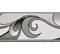Dundee Deco BD5019 Frise de Papier Peint, Frise Murale, Bordure de papier peint autoadhésif Motif défilement abstrait Gris 10 m x 5 cm