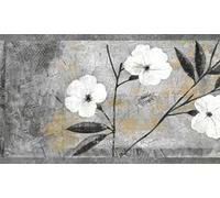 Dundee Deco BD6054 Frise de Papier Peint, Frise Murale, Bordure murale précollée Motif floral blanc, gris, marron, fleurs abstraites Noir 4,57 m x 20,32 cm
