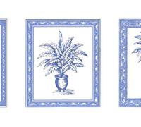Dundee Deco BD6083 Frise de Papier Peint, Frise Murale, Bordure de papier peint précollé Beige vintage Stylisé Fleurs dans pots Design rétro 4,57 m x 17,78 cm