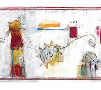 Dundee Deco BD6143 Frise de Papier Peint, Frise Murale, Bordure de papier peint précollé pour enfants Blanc/bleu/jaune/gris 4,57 m x 17,4 cm