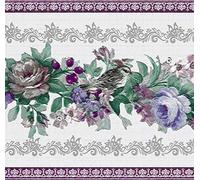 Dundee Deco DDAZBD9039 Frise de papier peint à décoller et coller - Motif floral violet, bleu, vert sur vigne - Design rétro - 4,57 m x 17,78 cm - Autocollant