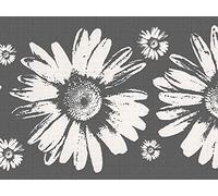 Dundee Deco DDAZBD9159 Frise murale autocollante Motif tournesols Gris/blanc 4,57 m x 17,78 cm