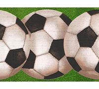 Dundee Deco DDAZBD9246 Frise murale autocollante Motif ballons de football Blanc/noir 4,57 m x 17,78 cm