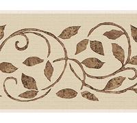 Dundee Deco DDAZBD9334 Frise Autocollante Murale Déco, Motif Damassé Marron Crème 4,57 x 17,78 cm