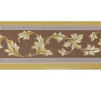 Dundee Deco MGAZBD3105 Frise de Papier Peint, Frise Murale, Bordure de papier peint autocollant Motif feuilles de damas Jaune moutarde et vert 10 m x 10 cm