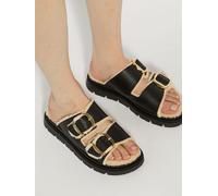 Dune London Dune London Black Lodge Faux Shearling Flat Sandals