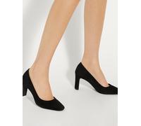 Dune London Dune London Black Wide Fit Arriving Comfort Mid Block Heel Suede Shoes Black EU 41 (UK 8)