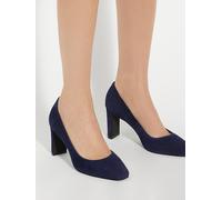 Dune London Dune London Blue Standard Fit Arriving Comfort Mid Block Heel Suede Shoes Blue EU 39 (UK 6)