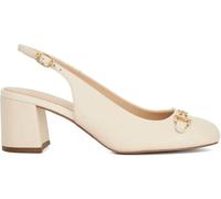 Dune London Dune London Cream Dreaming Round Toe Branded Slingback Block Heels