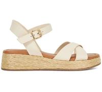Dune London Dune London Cream Standard Fit Leather Littleton Cross Strap Rope Flatform Sandals