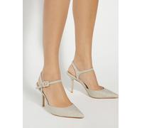 Dune London Dune London Glitter Gold Standard Fit Channel Y Back Open Court Heels Glitter Gold EU 40 (UK 7)