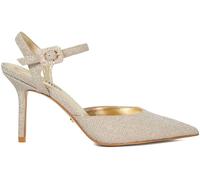 Dune London Dune London Glitter Gold Wide Fit Leather Channel Y Back Open Court Heels Glitter Gold EU 40 (UK 7)