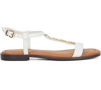 Dune London Dune London White Standard Fit Leather Lollipops T-Bar Flat Sandals