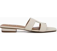 Dune London Dune London White Standard Fit Leather Loupe Smart Slider Sandals