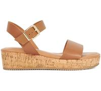 Dune London Women's Lazered Leather Flatform Sandals Tan 5 (38) Female