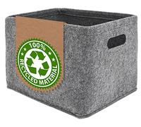 DuneDesign 100% Feutre Recyclé: Panier Rangement Pliable 32x26x23 Storage Box Boite Rangement Armoire Etagere Rangement Vetement Bac de Rangement Basket Coffre a Jouet Deco Salle de Bain Storage Boxes