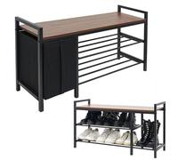 DuneDesign banc à chaussures avec assise et panier - 92 x 30 x 52 cm - Métal avec étagère - Style industriel - Décoration de couloir