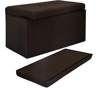 DuneDesign Banc de Rangement 76x38x38cm Coffre Pliant 80L rembourré Marron