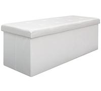 DuneDesign Banquette Pliante 110x38x38 Cm - Coffre De Rangement XXL avec 2 Cloisons - Banc Rembourré Aspect Lin pour Salon - Organisateur Assise Stable Pratique