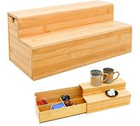 DuneDesign Boîte à Thé et Café - 36x17x16 Tiroir Capsule en Bambou - Porte Dosette - Rangement Bois