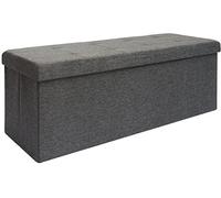 DuneDesign Coffre de Rangement Pliable XXL - 110x38x38 Cm - 120 L - Pouf Stable 3 Places avec 2 Cloisons Amovibles - Banc Repose-Pieds Rembourré - Charge Max. 250 Kg - Utilisation Chambre Salon