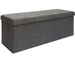 DuneDesign Coffre de Rangement Pliable XXL - 110x38x38 Cm - 120 L - Pouf Stable 3 Places avec 2 Cloisons Amovibles - Banc Repose-Pieds Rembourré - Charge Max. 250 Kg - Utilisation Chambre Salon