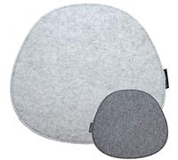 DuneDesign Coussin de Chaise en Feutre 40x37cm Ovale Mince 8mm réversible Gris