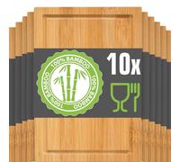 DuneDesign Lot de 10 Petites Planches à Découper en Bambou - 22 x 15 cm - Plateau Apéritif en Bois - Support Charcuterie Petit Déjeuner - Accessoire Apéro Cuisine Service