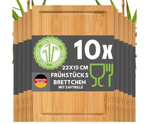 DuneDesign Lot de 10 Petites Planches à Découper en Bambou - 22 x 15 cm - Plateau Apéritif en Bois - Support Charcuterie Petit Déjeuner - Accessoire Apéro Cuisine Service