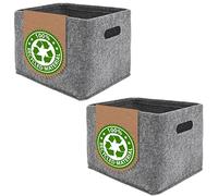 DuneDesign Lot de 2 : Panier Rangement Pliable en Feutre Recyclé 32x26x23 - Boite de Stockage pour Armoire, Etagère, Vêtements - Bac Coffre à Jouet - Décoration Salle de Bain