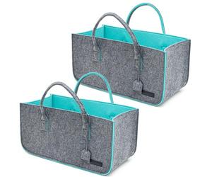 DuneDesign Lot de 2 : Sac en Feutre jusqu'à 25 kg - 50x25x25 - Panier pour Bois, Pellets, Cheminée - Cabas Courses - Sac à Bouteille