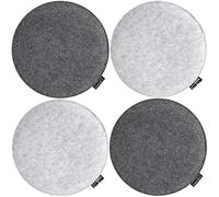 DuneDesign Lot de 4 Coussins de Chaise en Feutre - Ø35x3 cm- Forme Ronde et Confortable - Protection Reversible - Tissu Isolant et Résistant Nettoyage Facile - pour Intérieur et Extérieur - Gris