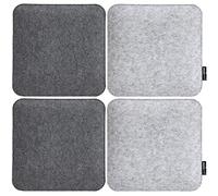 DuneDesign Lot de 4 Coussins de Chaise en Feutre - 35x35x3 cm- Forme Carrée et Confortable - Protection Reversible - Tissu Isolant et Résistant Nettoyage Facile - pour Intérieur et Extérieur - Gris