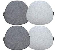 DuneDesign Lot de 4 Coussins de Chaise en Feutre - 40x37x0,8 cm- Forme Ovale et Confortable - Protection Reversible - Tissu Isolant et Résistant Nettoyage Facile - pour Intérieur et Extérieur - Gris