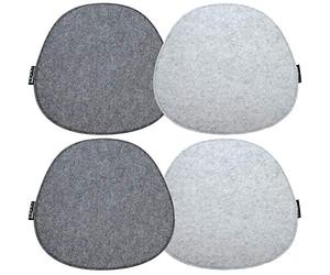 DuneDesign Lot de 4 Coussins de Chaise en Feutre - 40x37x0,8 cm- Forme Ovale et Confortable - Protection Reversible - Tissu Isolant et Résistant Nettoyage Facile - pour Intérieur et Extérieur - Gris