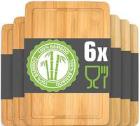 DuneDesign Lot de 6 : Petite Planche a Decouper - 22x15 Planche Aperitif Bois - Planche Petit Dejeuner Petite Planche de Bois - Planche a Charcuterie Apero - Planche à Découper Bambou Planche Bois