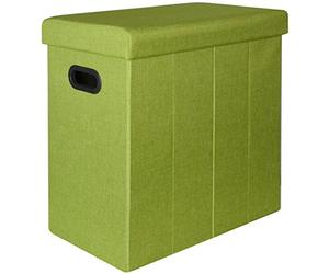 DuneDesign Panier à Linge - 70L Trieur de Linge avec Couvercle - 50x28x50 cm - Bac de Rangement Pliable Salle de Bain - Panier de Vêtements Sales avec Poignées - Meuble Buanderie - Vert Citron