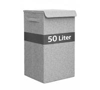 DuneDesign - Panier à Linge Sale avec Couvercle de 50l - 30x30x60 cm - Bac de Rangement Pliable Poignées Solides - Revêtement Aspect Lin Elégant - Utilisation Chambre à Coucher Salle de Bain Buanderie