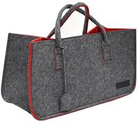 DuneDesign Sac en Faux Feutre 50x25x25cm à provisions Bois 25kg Gris Rouge