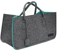 DuneDesign Sac en Faux Feutre 50x25x25cm à provisions Bois 25kg Gris Turquoise