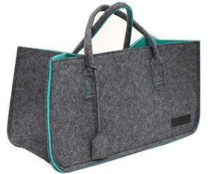 DuneDesign Sac en Faux Feutre 50x25x25cm à provisions Bois 25kg Gris Turquoise