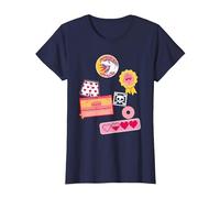 Dungeon Crawler Carl Colorful Sticker Collage LitRPG Book T-Shirt, Femme, Bleu Marine, XS